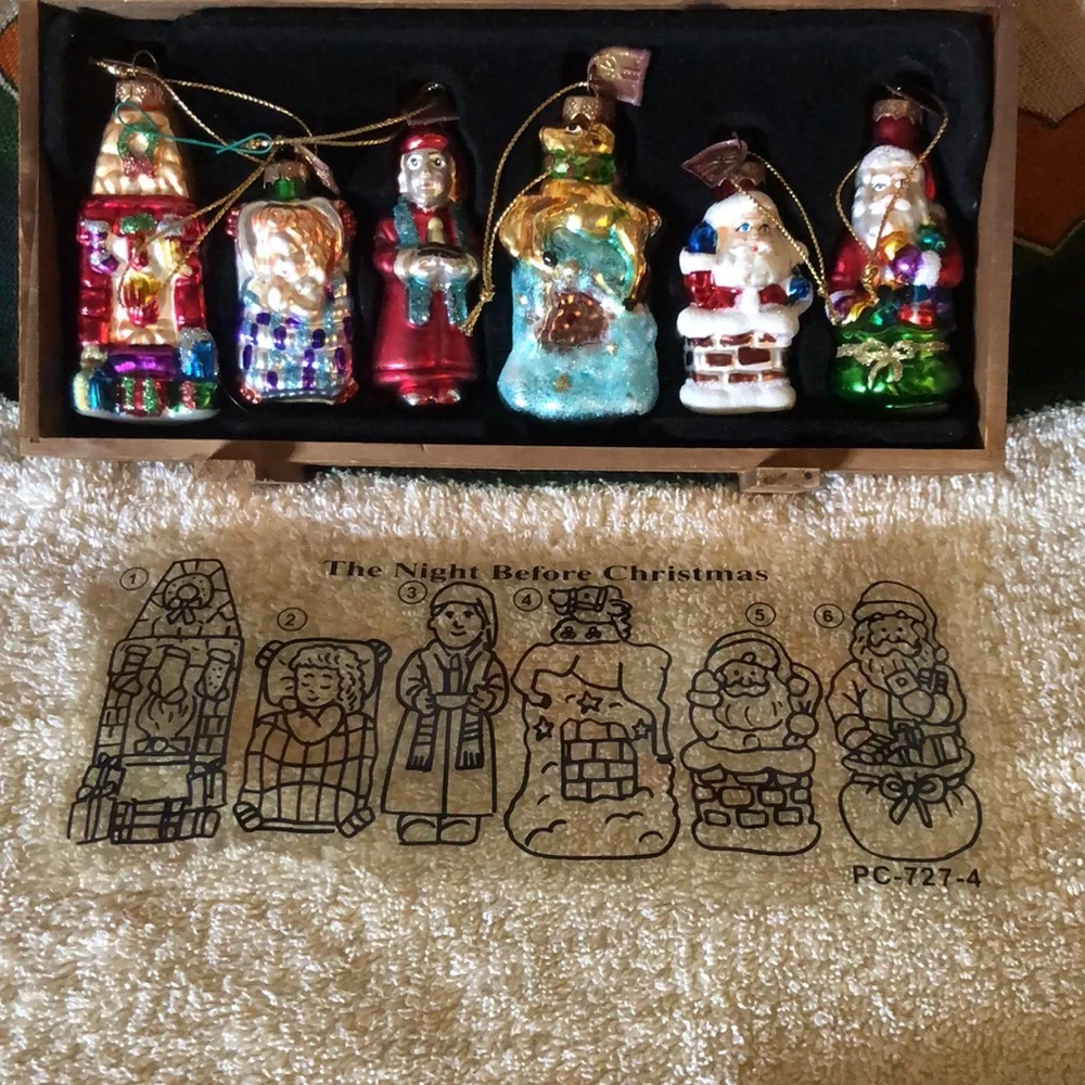 2004 Thomas Pacconi Classic The Night Before Christmas Set of 6 Glass Ornaments